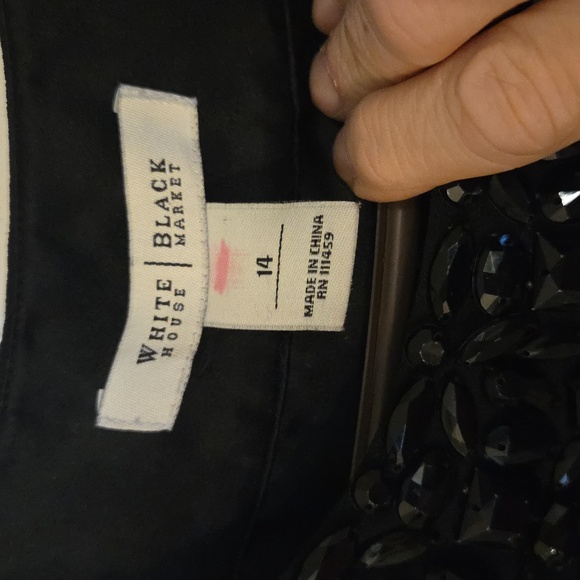 White House Black Market Black Jeweled Neckline Gown Size 14 - Picture 2 of 8